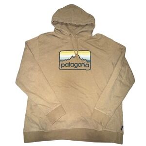 Patagonia Mens XL Fitz Roy Horizons Uprisal Hoodie Tan Organic Cotton